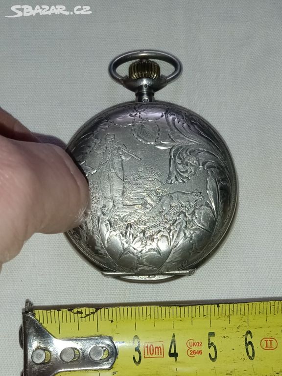 Stříbrné kapesní hodinky zn POSTALA PATENT zdobené