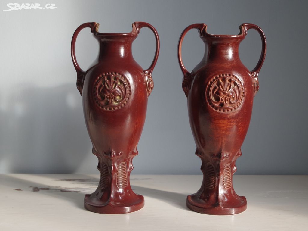 Julius Dressler Párové secesní vázy Keramika