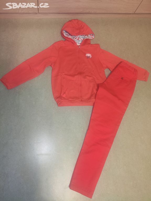 Červená mikina + kalhoty HIP&HOPPS, vel. 152 NOVÉ