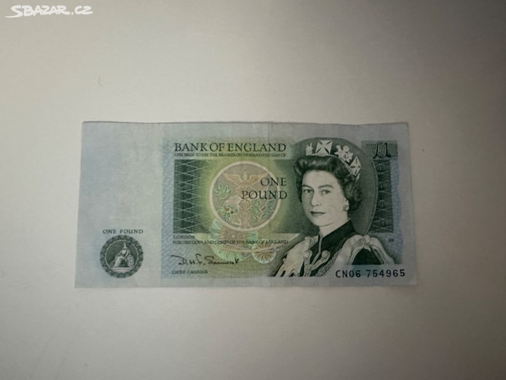 Bankovka Velká Británie - 1 Libra - Alžběta II.