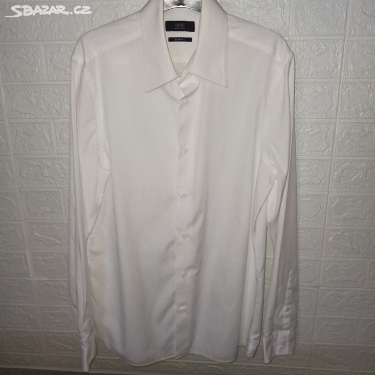 Pánská bílá společenská slim-fit košile NEXT Vel.M