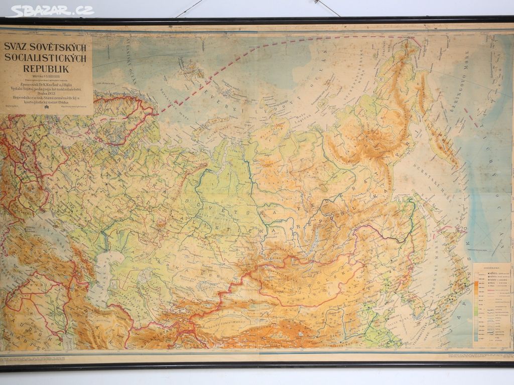 Mapa SSSR, školní, nástěnná