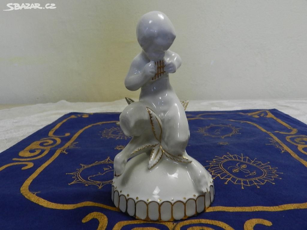 Bílá stylová porcelánová soška Faun Satir