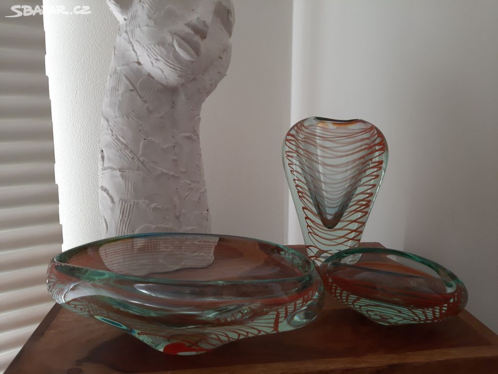 Luxusní sada z hutního skla - J. Hospodka