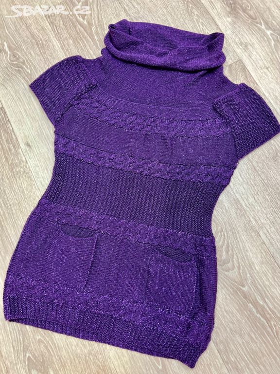 Dámský fialový svetr S/M s kapsami