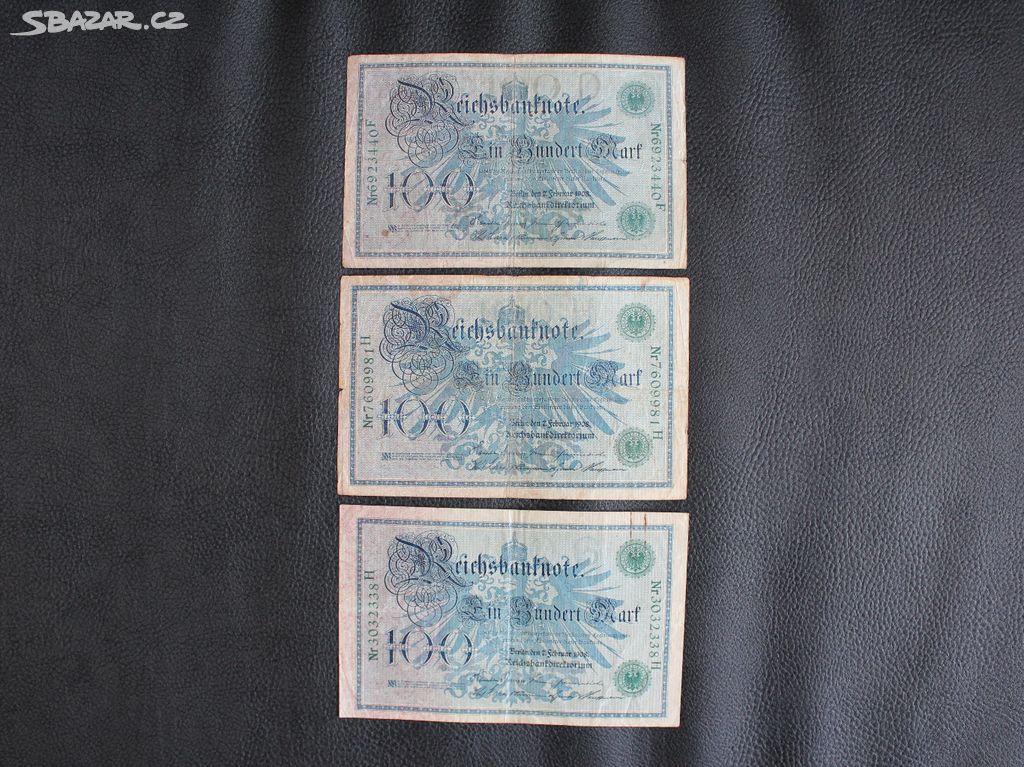 Výmarská Republika 3 X 100 Marek 1908
