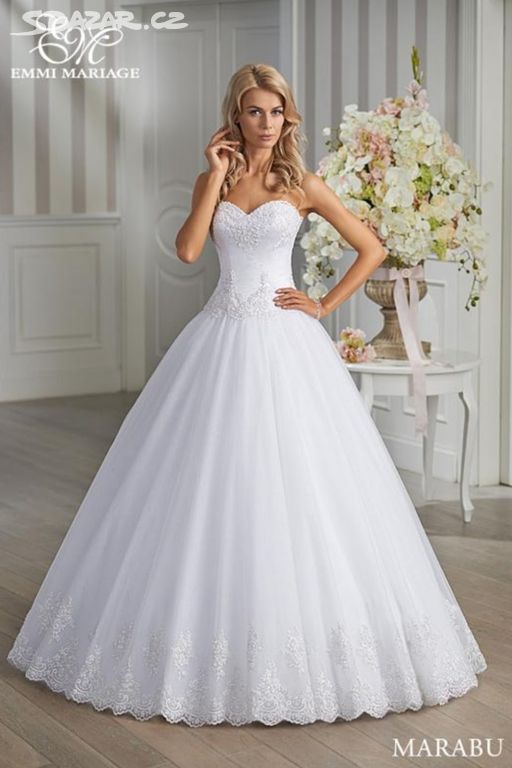 Bílé, romantické svatební šaty 38 na vázání