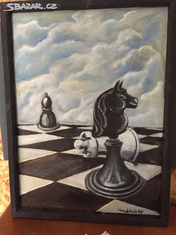 obraz Šachy (olej na desce) - Milan Podskalský