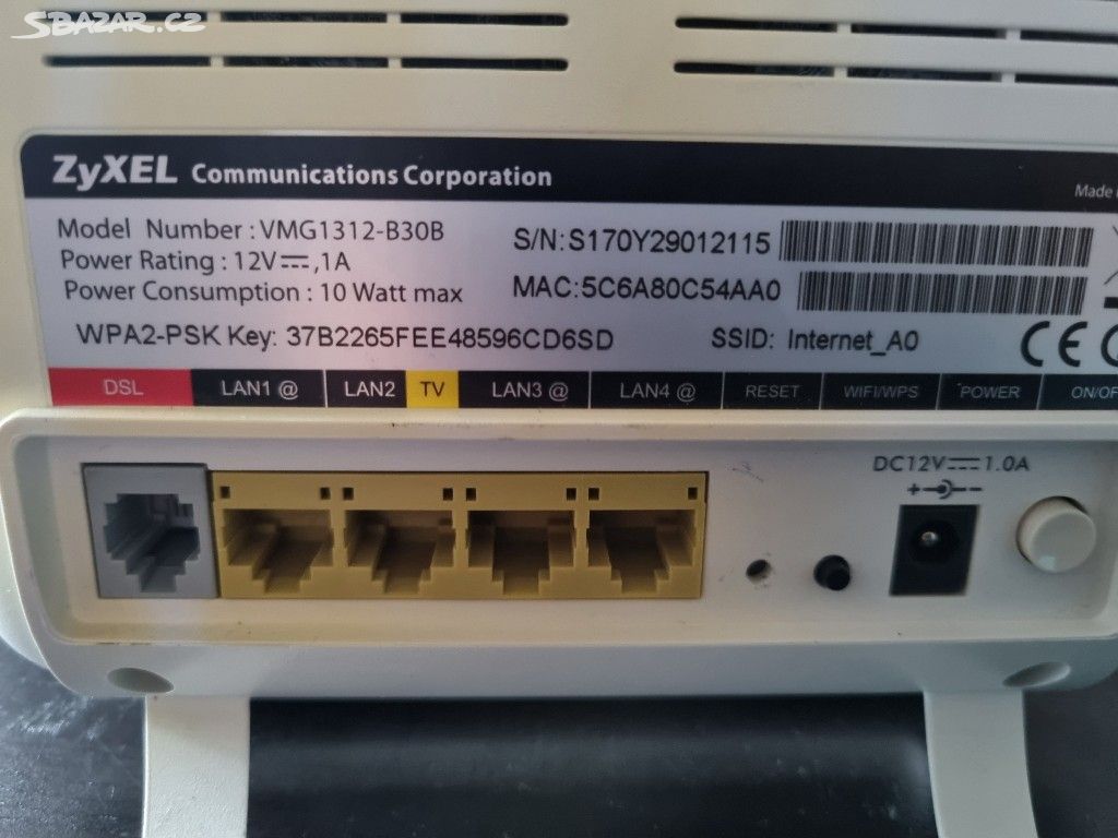 VDSL2 modem/router Zyxel 1312-B30B plus spliter - Praha - Sbazar.cz