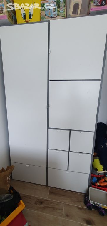 Visthus Šatní skříň, šedá/bílá, 122x59x216 cm