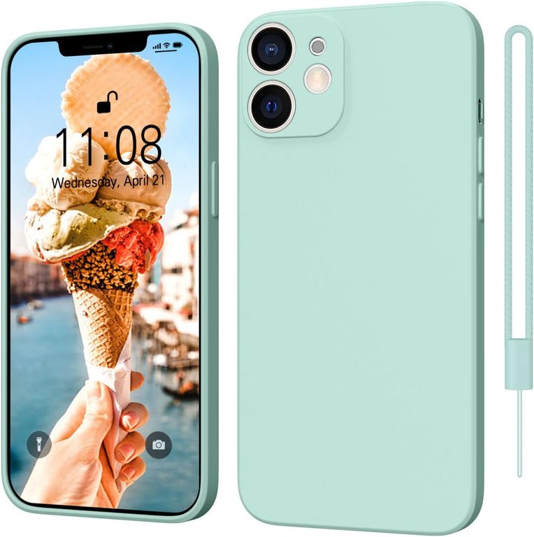 Silikon pouzdro iPhone 11 s šnůrou mátově zelená