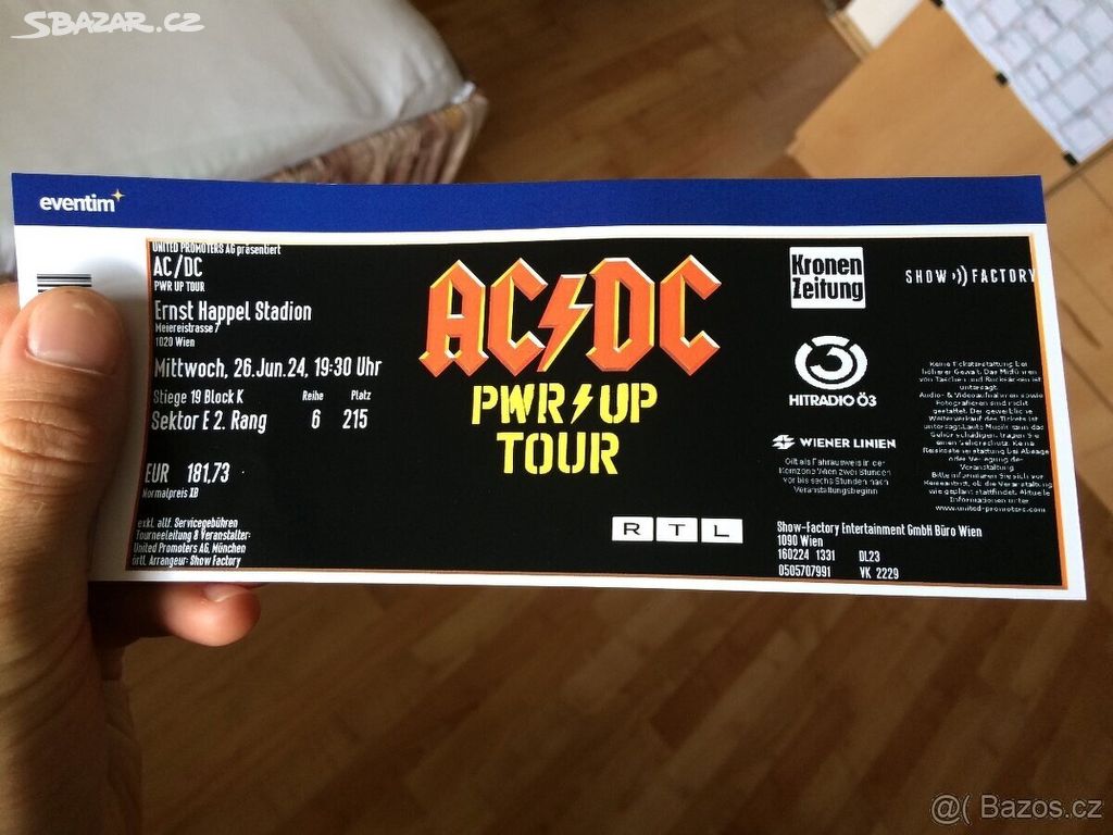 Vstupenka sezení AC/DC Vídeň 26.6.2024