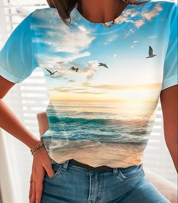Nové dámské tričko s motivem moře