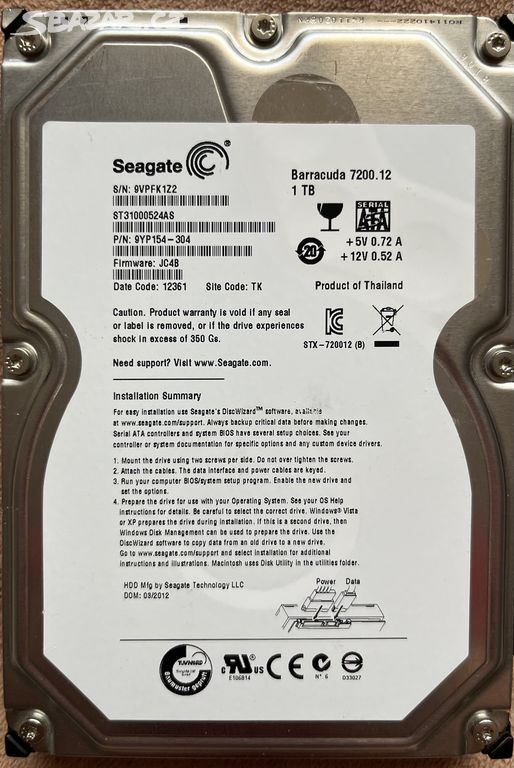 Pevný disk Seagate Barracuda 1 TB, 3,5"