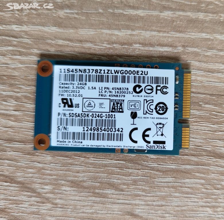 SSD mSATA MINI PCI-E 24 GB SanDisk SDSA5DK (U100)