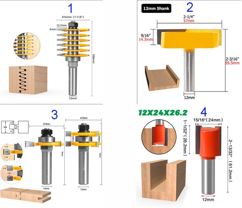 Nový Frézy pro horní frézku 12mm uchycení stopka