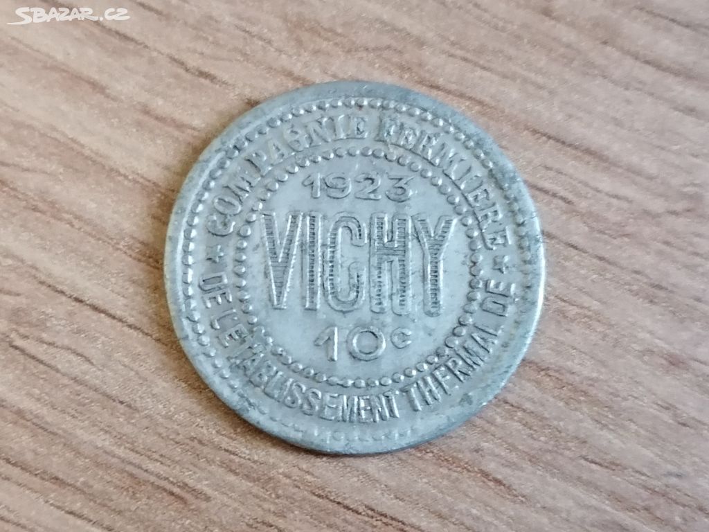 Francie 10 Centimes 1923 nouzová lokální mince