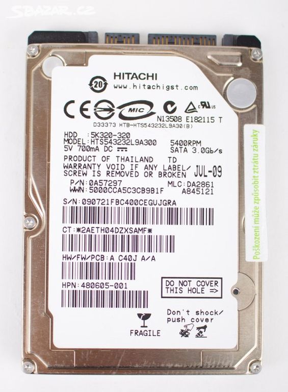 Harddisk 2,5" 320GB Hitachi Travelstar 5K320 SATA