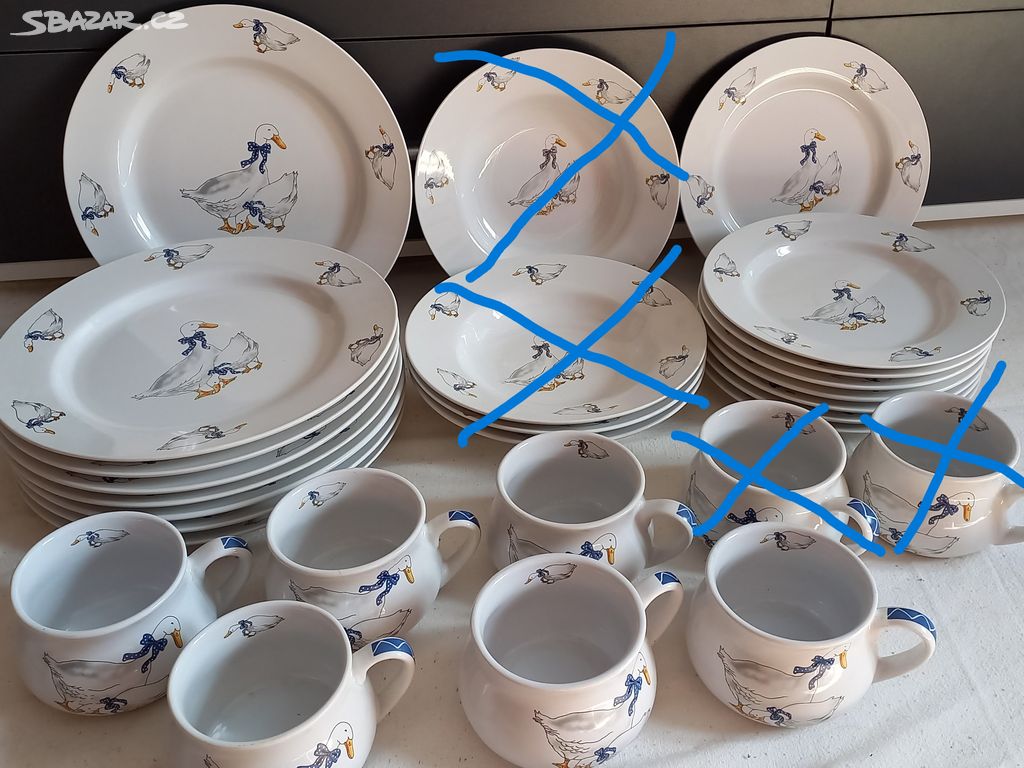 Porcelánová sada Husy+hrnky