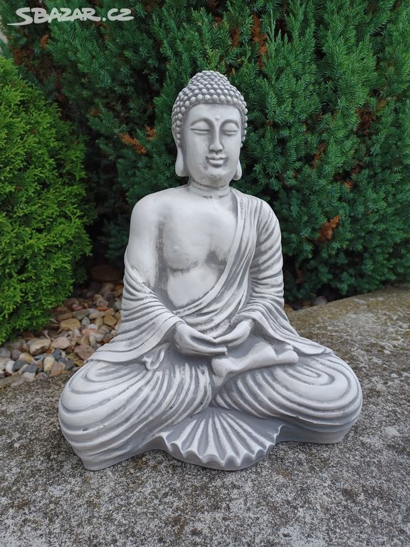 Nový střední Buddha z betonu - výška 40 cm