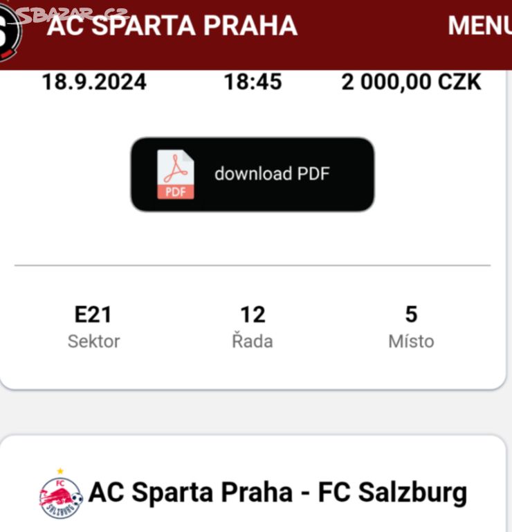 Vstupenka Sparta - Salzburg