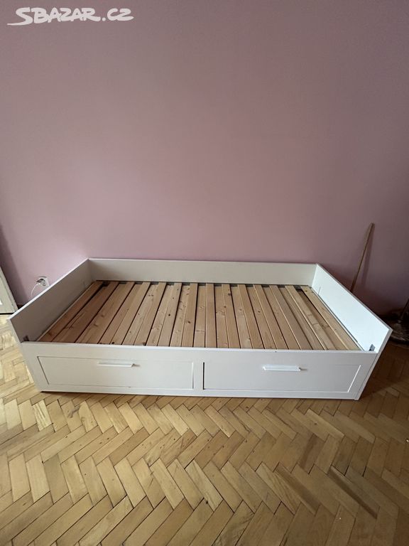 IKEA BRIMNES Rám postele 2 zásuvky bílá 80x200