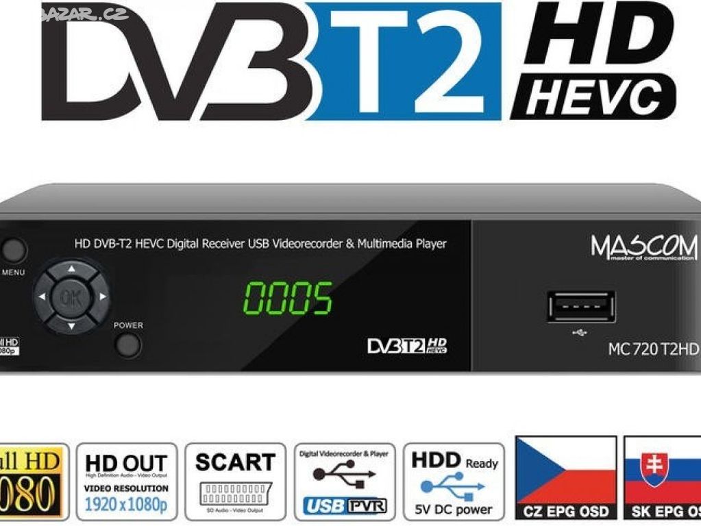 Set-top box pro příjem vysílání DVB-T2