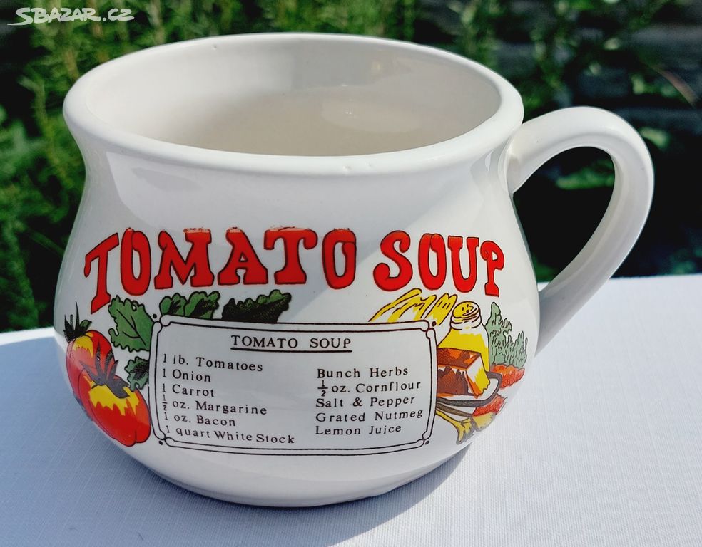 KERAMICKÝ HRNEK TOMATO SOUP. VÝŠKA 8cm.