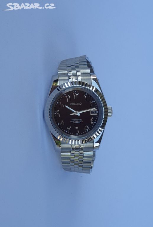 Seiko Mod Datejust arabic black dial 2 Automatické