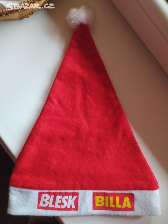 Nová vánoční čepice zn. Blesk Billa, 39x29 cm