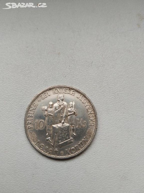 MINCE SLOVENSKÁ 10 KORUNA 1944 BEZ KŘÍŽKU NA KAPLI