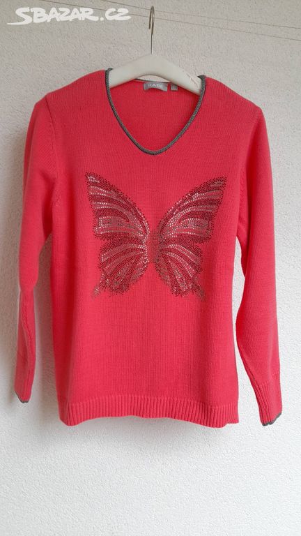 Dámský růžový svetr s motýlem Rabe