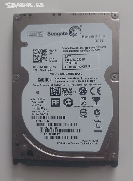 Seagate Momentus Thin 7200 250GB 2.5" ST250LT007