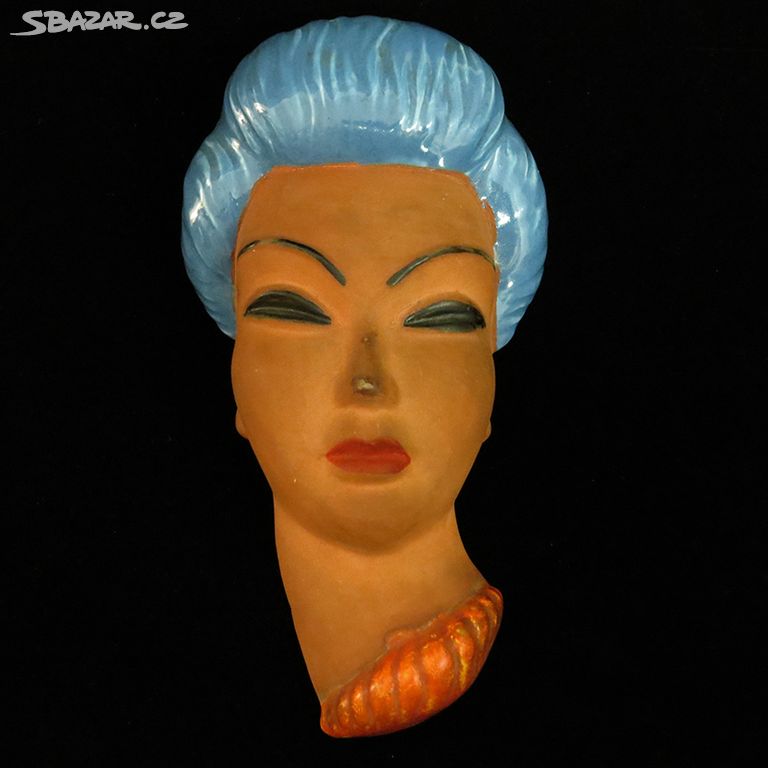 Art deco nástěnná plastika  Hlava dívky