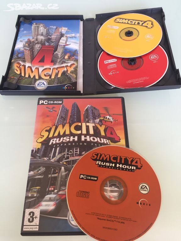 2x PC CD Hry: Sim City 4 + Rush Hour Expansion