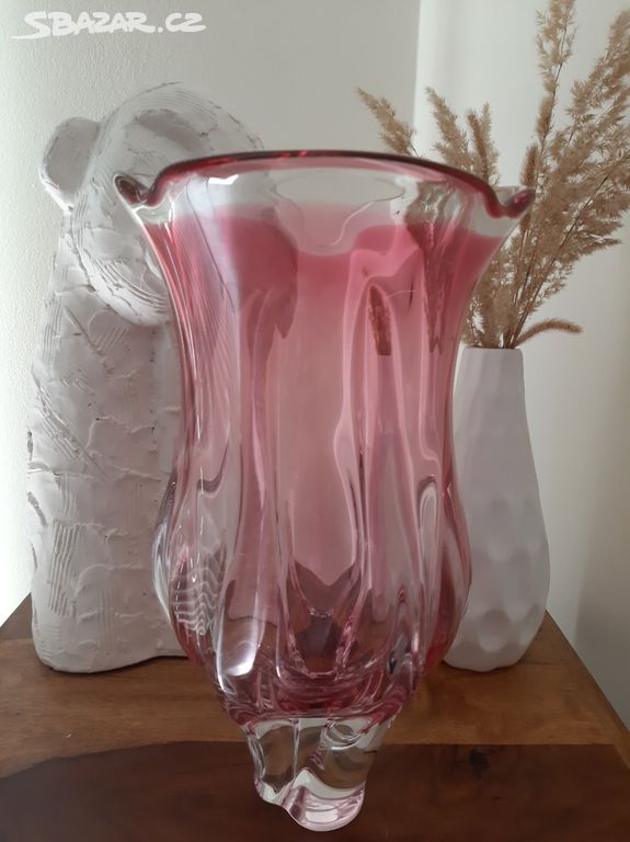 Nádherná velká váza z hutního skla -Josef Hospodka
