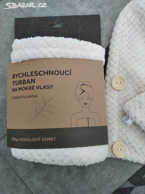 Rychleschnoucí turban na mokré vlasy - mikrovlákno