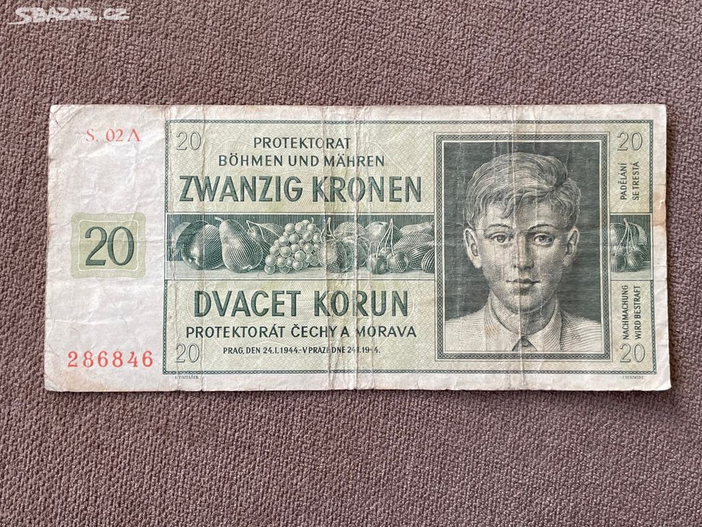 Bankovka 20 korun 1944 - Protektorát