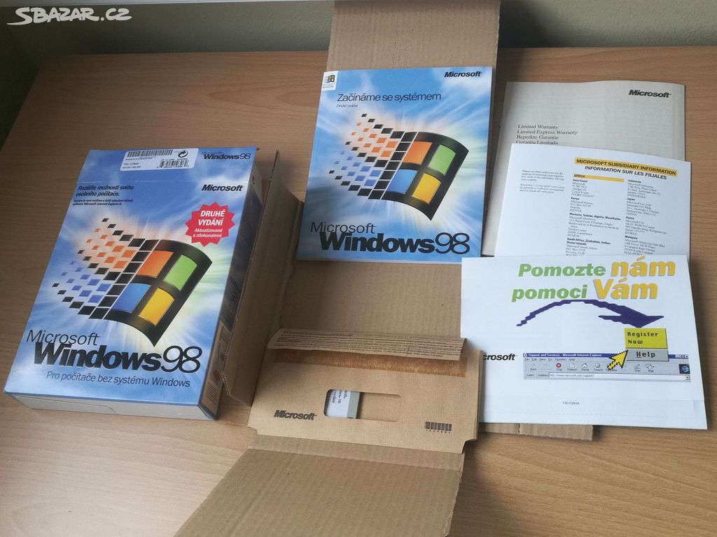 Licence Windows 98 krabice - rozbalená s igelitem