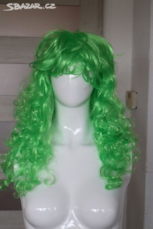 Karnevalový kostým-nová zelená paruka vlnitá