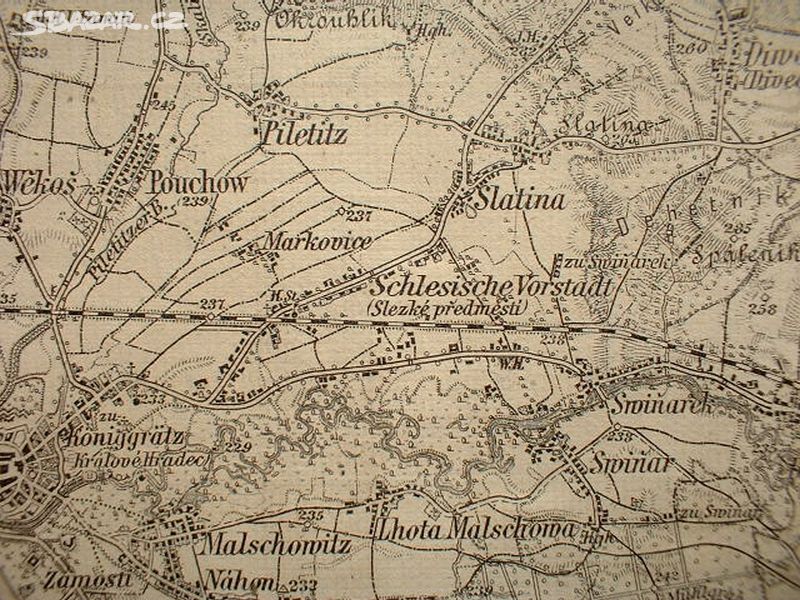Vojenská mapa Rychnov nad Kněžnou a Hradec Králové