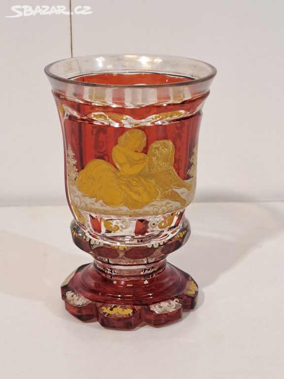 Starožitný pohár sklenice Biedermeier 19 st. 7485