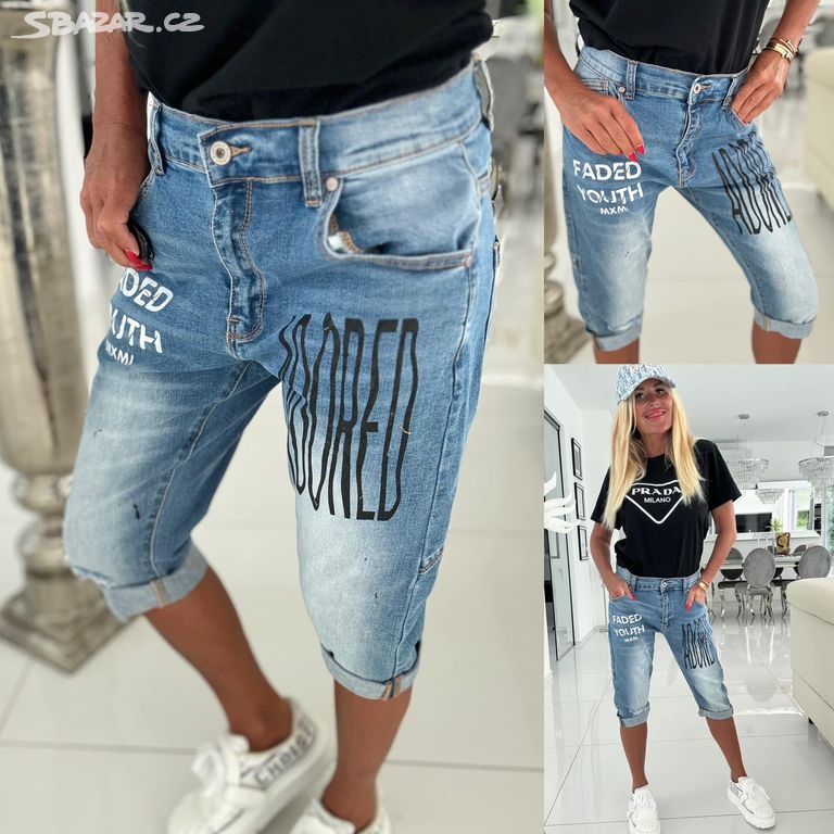 L Luxusní dámské džínové kraťasy jeans Faded