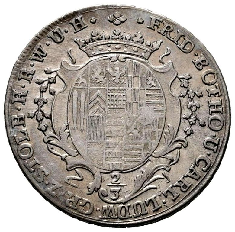 starožitná mince r. 1764 stříbro