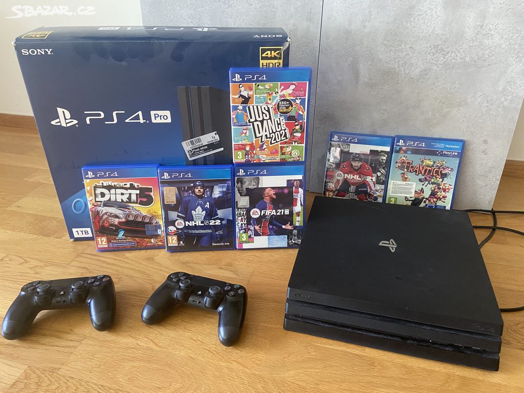 PS4 PRO 1 TB + hry NHL, FIFa, Dirt5, Dance, Party