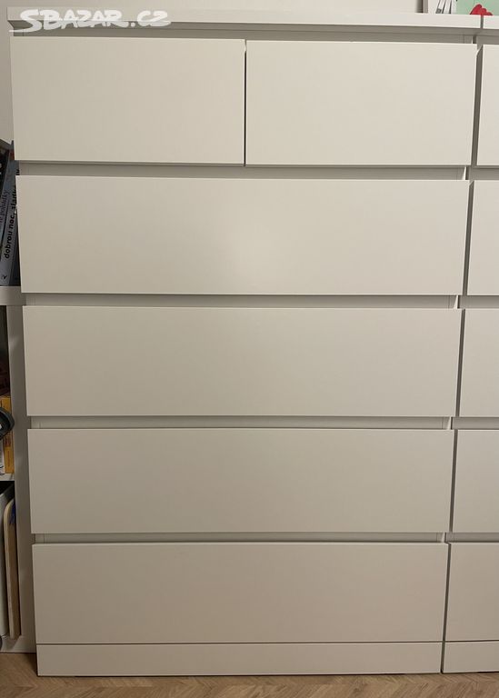 bílá komoda ikea malm 6 zásuvek