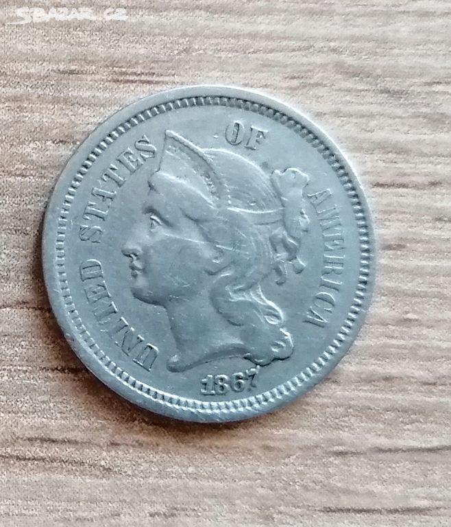 USA 3 Cent 1867 mince Spojené státy Americké