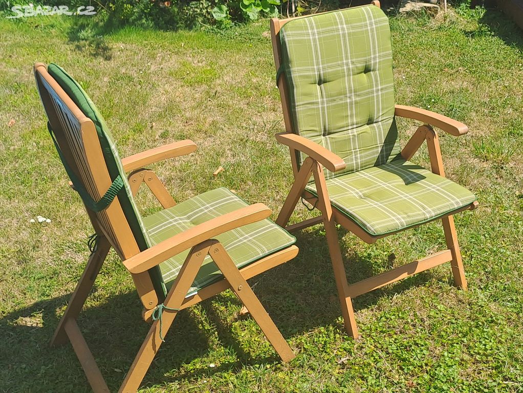 Zahradní dřevěné židle s polstrem (4ks)