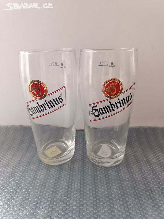 Pivní sklenice GAMBRINUS - poškození - 2ks