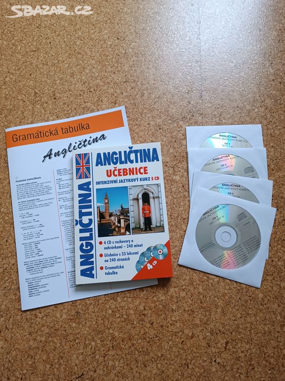 Angličtina intenzivní kurz kniha, DVD 4x, tabulka